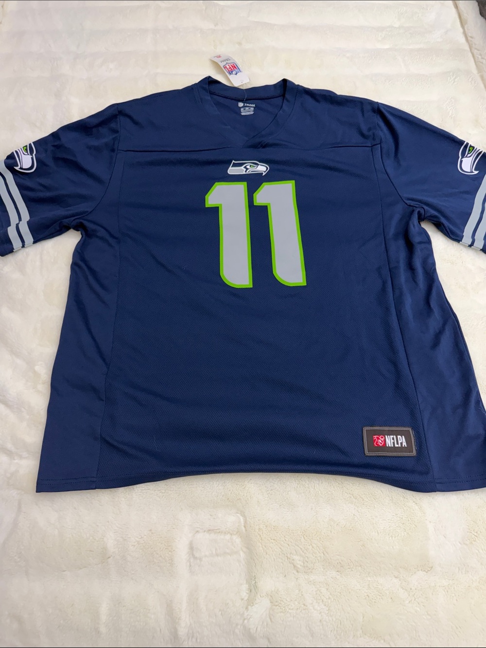 NFL Seattle Seahawks Navy and Neon Green #11 Jersey